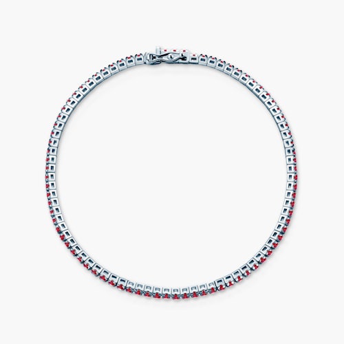 Bransoletka tenisowa Luminy 3,0mm: białe złoto, rubiny